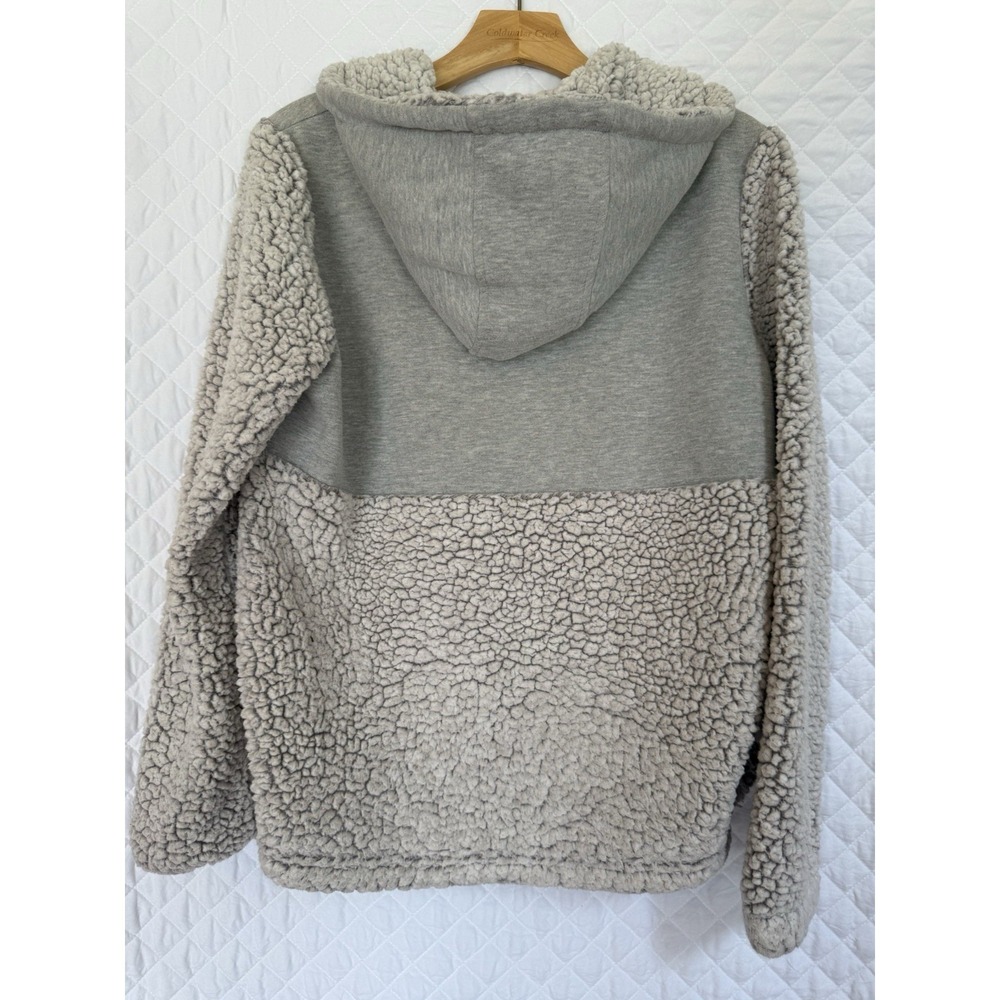 Altar'd State Sherpa Fleece Quarter-Zip Hoodie Gray Mixed Media Women's Large - Picture 5 of 13